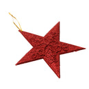 Glitter Star Shape Christmas Tree Hanging Charms Home Decor Ornaments Red Pack Of 10PCS