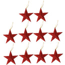 Glitter Star Shape Christmas Tree Hanging Charms Home Decor Ornaments Red Pack Of 10PCS