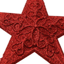 Glitter Star Shape Christmas Tree Hanging Charms Home Decor Ornaments Red Pack Of 10PCS