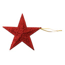 Glitter Star Shape Christmas Tree Hanging Charms Home Decor Ornaments Red Pack Of 10PCS