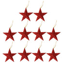 Glitter Star Shape Christmas Tree Hanging Charms Home Decor Ornaments Red Pack Of 10PCS