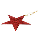 Glitter Star Shape Christmas Tree Hanging Charms Home Decor Ornaments Red Pack Of 10PCS