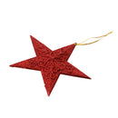Glitter Star Shape Christmas Tree Hanging Charms Home Decor Ornaments Red Pack Of 10PCS
