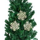 Glitter Snowflake Shape Christmas Tree Hanging Charms Home Decor Ornaments Gold Pack Of 10PCS