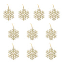 Glitter Snowflake Shape Christmas Tree Hanging Charms Home Decor Ornaments Gold Pack Of 10PCS