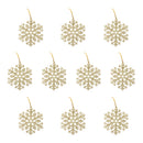 Glitter Snowflake Shape Christmas Tree Hanging Charms Home Decor Ornaments Gold Pack Of 10PCS