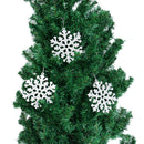 Glitter Snowflake Shape Christmas Tree Hanging Charms Home Decor Ornaments Silver Pack Of 10PCS