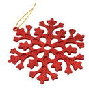 Glitter Snowflake Shape Christmas Tree Hanging Charms Home Decor Ornaments Red Pack Of 10PCS