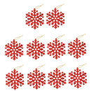 Glitter Snowflake Shape Christmas Tree Hanging Charms Home Decor Ornaments Red Pack Of 10PCS