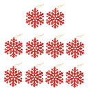 Glitter Snowflake Shape Christmas Tree Hanging Charms Home Decor Ornaments Red Pack Of 10PCS