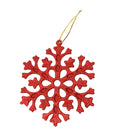 Glitter Snowflake Shape Christmas Tree Hanging Charms Home Decor Ornaments Red Pack Of 10PCS