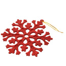 Glitter Snowflake Shape Christmas Tree Hanging Charms Home Decor Ornaments Red Pack Of 10PCS