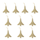 Glitter Tree Shape Christmas Tree Hanging Charms Home Decor Ornaments Gold Pack Of 10PCS