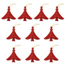 Glitter Tree Shape Christmas Tree Hanging Charms Home Decor Ornaments Red Pack Of 10PCS