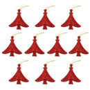 Glitter Tree Shape Christmas Tree Hanging Charms Home Decor Ornaments Red Pack Of 10PCS