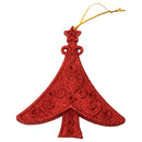 Glitter Tree Shape Christmas Tree Hanging Charms Home Decor Ornaments Red Pack Of 10PCS