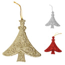 Glitter Tree Shape Christmas Tree Hanging Charms Home Decor Ornaments Red Pack Of 10PCS