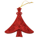 Glitter Tree Shape Christmas Tree Hanging Charms Home Decor Ornaments Red Pack Of 10PCS