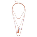 Elegant Women Girls Beads Tassel Pendant Multilayer Chain Necklace Gold