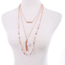 Elegant Women Girls Beads Tassel Pendant Multilayer Chain Necklace Gold