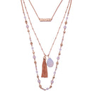 Elegant Women Girls Beads Tassel Pendant Multilayer Chain Necklace Gold