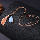 Elegant Women Girls Beads Tassel Pendant Multilayer Chain Necklace Gold