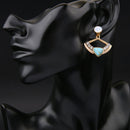 Fashion Design Women Lady Rhinestone Crystal Fan Ear Studs Earrings
