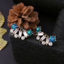 Women Jewelry Simple Stud Earrings Rhinestone Crystal Multicolor Earrings