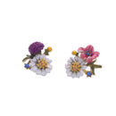 Fashion Colors Plainting Oil Flower Enamel Crystal Rhinestone Ear Stud Earrings