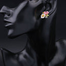 Fashion Colors Plainting Oil Flower Enamel Crystal Rhinestone Ear Stud Earrings