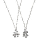 2x Best Friends Split Pendant Necklaces Friendship Long Chain Sweater Necklace