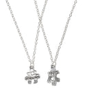 2x Best Friends Split Pendant Necklaces Friendship Long Chain Sweater Necklace