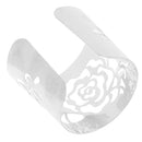 Elegant Ladies Rose Flower Print Hollow Open Wide Bangle Arm Cuff Bracelet Hand Accessory Gift