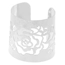 Elegant Ladies Rose Flower Print Hollow Open Wide Bangle Arm Cuff Bracelet Hand Accessory Gift