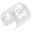Elegant Ladies Rose Flower Print Hollow Open Wide Bangle Arm Cuff Bracelet Hand Accessory Gift