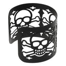 Ladies Fashion Halloween Theme Black Skull Shape Fashion Hollow Open Wide Bangle Cuff Bracelet