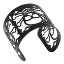 Ladies Fashion Halloween Theme Black Skull Shape Fashion Hollow Open Wide Bangle Cuff Bracelet