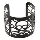 Ladies Fashion Halloween Theme Black Skull Shape Fashion Hollow Open Wide Bangle Cuff Bracelet