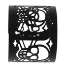 Ladies Fashion Halloween Theme Black Skull Shape Fashion Hollow Open Wide Bangle Cuff Bracelet