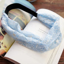Fashion Women Elastic Headband Lace Turban Knot Headwrap Hair Lace Band Blue