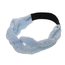 Fashion Women Elastic Headband Lace Turban Knot Headwrap Hair Lace Band Blue