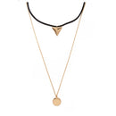 Gothic Victorian Vintage Double Layers Choker Gold Pendant Necklace