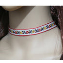 White Gothic Vintage Collar Choker embroidered flower Necklace