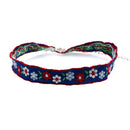 Blue Velvet Gothic Vintage Embroidered Flower Collar Choker Necklace
