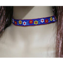 Blue Velvet Gothic Vintage Embroidered Flower Collar Choker Necklace