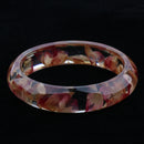 Vintage Clear Lucite Bracelet Handmade Red Real Flower Bangle
