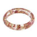 Vintage Clear Lucite Bracelet Handmade Red Real Flower Bangle