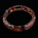 Vintage Clear Lucite Bracelet Handmade Red Real Flower Bangle