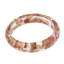 Vintage Clear Lucite Bracelet Handmade Red Real Flower Bangle