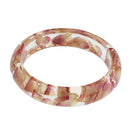 Vintage Clear Lucite Bracelet Handmade Red Real Flower Bangle
